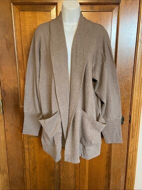 Pact Organic Cotton Airplane wrap open front Cardigan Size X Large travel work